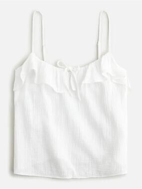 J.Crew Ruffle Gauze Camisole Tank Top White Medium Adjustable Cotton J. J Crew